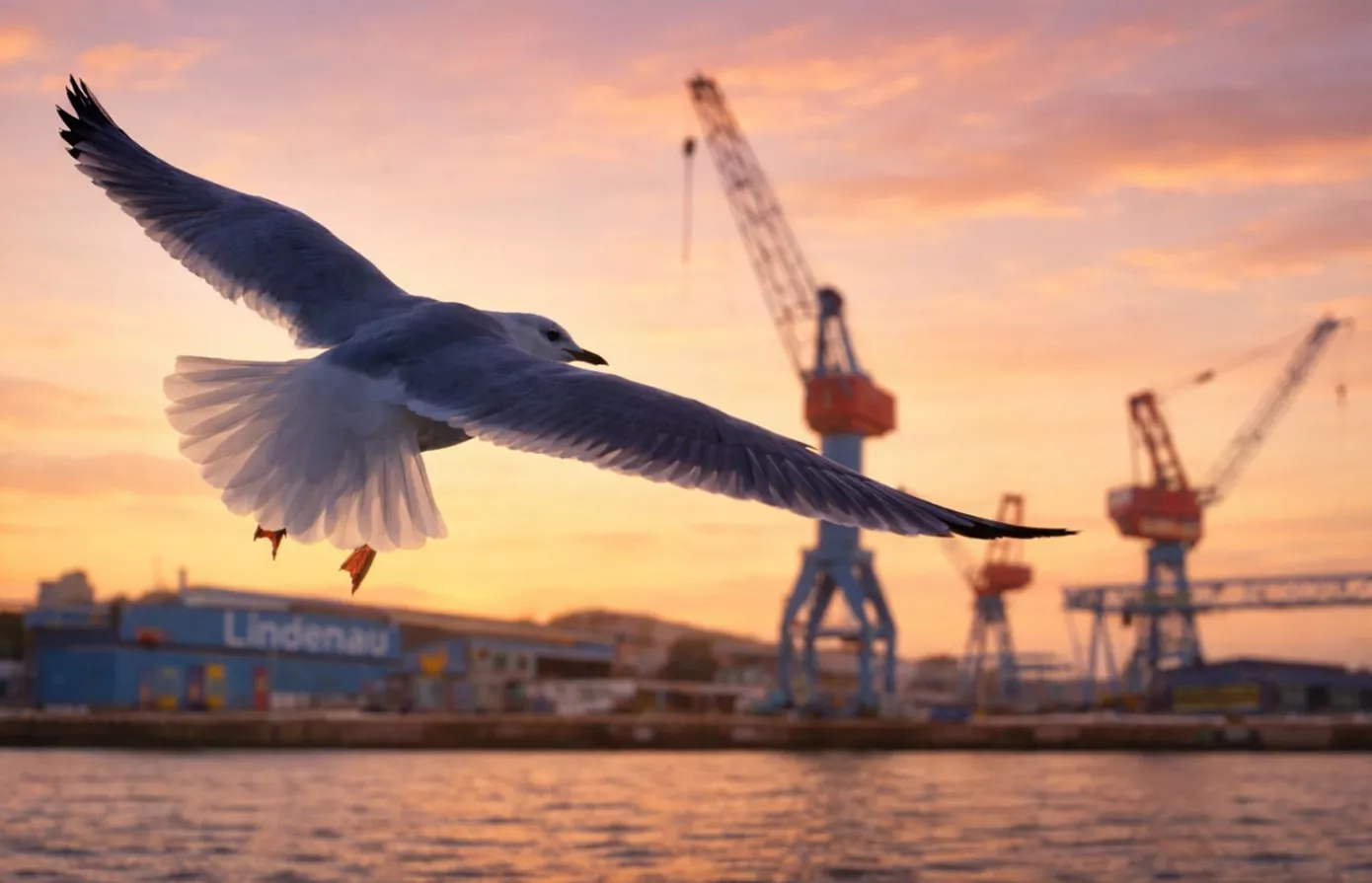 Bild zeigt die Heimat der SDA Kiel mit der Lindenau Werft im Hintergrund